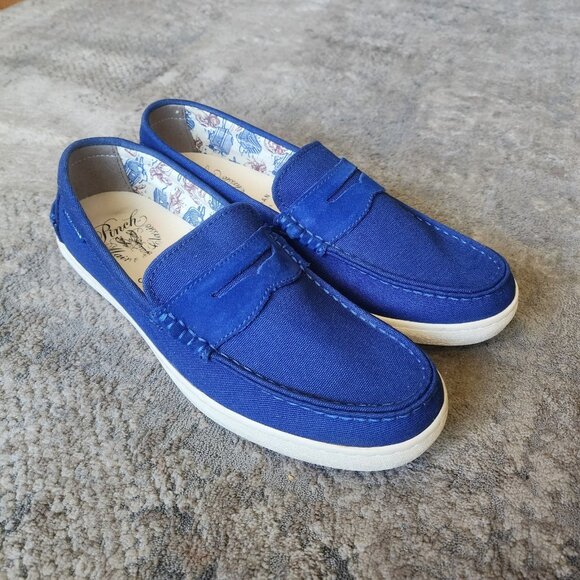 Cole Haan Pinch Weekender Penny Loafers Mens Blue Canvas